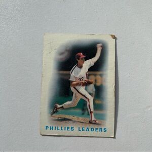 Topps 1985 Phillies Team Leaders Card - Red and Black